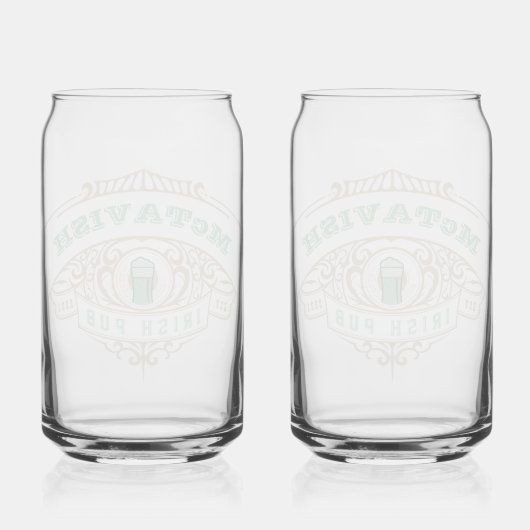 Personalized Irish Pub Blikvorm Glas (Achterkant)