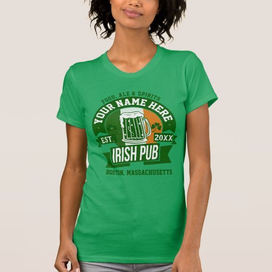 Personalized Irish Pub | Comical St Patrick's Day T-shirt (Voorkant)