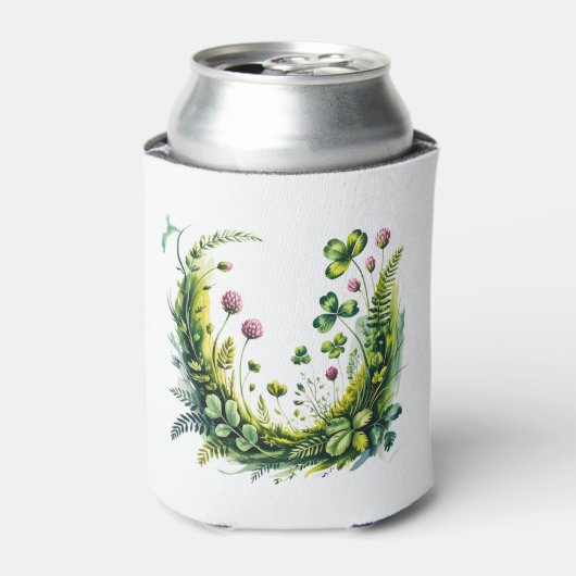 Personalized Irish Shamrock Botanical Can Cooler (Blikje Voorkant)