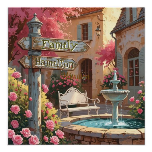 Personalized Italian Villa Signpost – Rustic Wall  Perfect Poster (Voorkant)