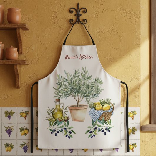 Personalized Italian Watercolor Cooking  Schort