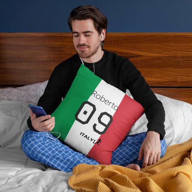 Personalized Italy National Flag Colors Soccer Fan Kussen (Creator heeft geüpload)