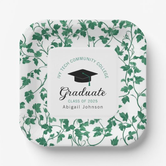 Personalized Ivy Botanical Graduation Papieren Bordje (Voorkant)