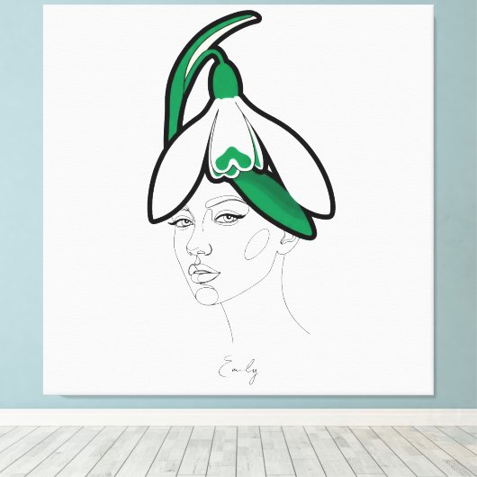 Personalized January Birth Flower Portrait Canvas Afdruk (Insitu (Houten vloer))