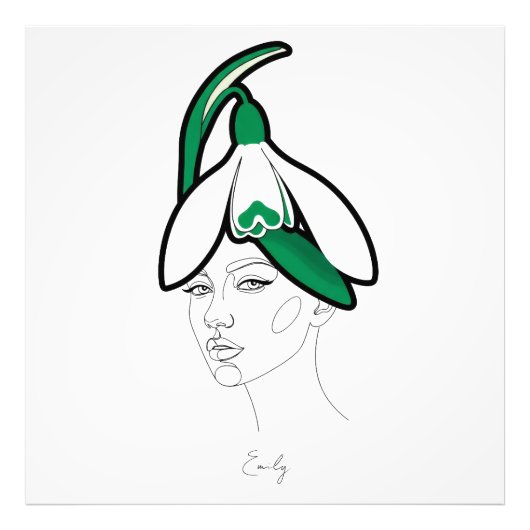 Personalized January Birth Flower Portrait Foto Afdruk (Voorkant)