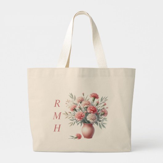 Personalized January Carnation Tote Bag (Achterkant)