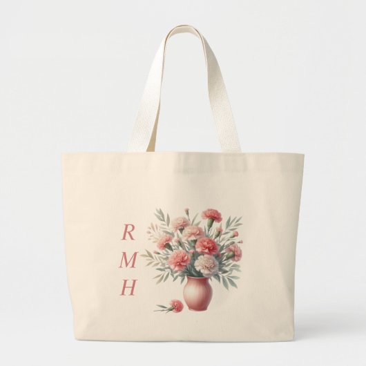 Personalized January Carnation Tote Bag (Voorkant)