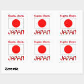 Personalized Japan Flag Name Square Label (Vel)