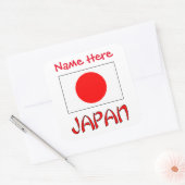 Personalized Japan Flag Name Square Label (Envelop)