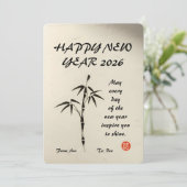Personalized Japanese Ink Brush Wabi-Sabi Greeting Feestdagenkaart (Staand voorkant)