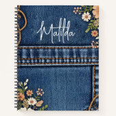 Personalized jeans and florals  notitieboek (Voorkant)