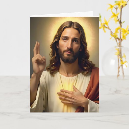 Personalized Jesus 2 Christmas Card Kaart (Gele Bloem)