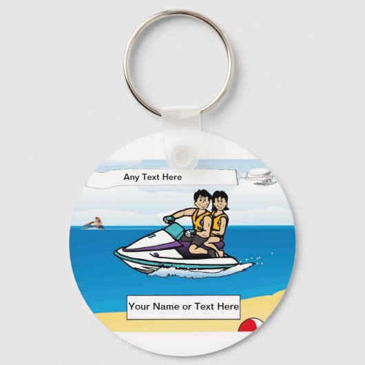 Personalized Jet Ski - Paar Cartoon Sleutelhanger (Voorkant)