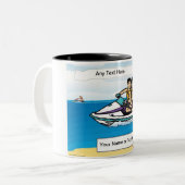 Personalized Jet Ski - Paar Cartoon Tweekleurige Koffiemok (Voorkant links)