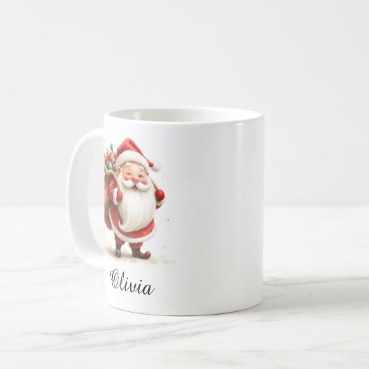 Personalized Jolly Santa Claus Coffee Mug Koffiemok (Voorkant links)