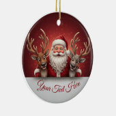 Personalized Jolly Santa Claus & Reindeer Trio Keramisch Ornament (Rechts)