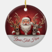 Personalized Jolly Santa Claus & Reindeer Trio Keramisch Ornament (Achterkant)