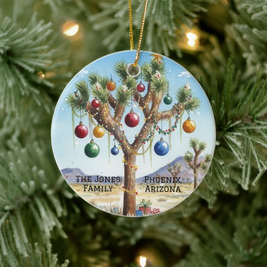 Personalized Joshua Tree at Christmas Keramisch Ornament (Boom)