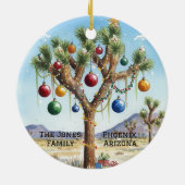 Personalized Joshua Tree at Christmas Keramisch Ornament (Achterkant)