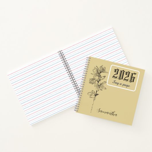 Personalized Journal With Name,Engrave birthflower Notitieboek (Binnen)