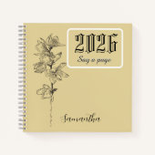 Personalized Journal With Name,Engrave birthflower Notitieboek (Voorkant)