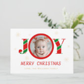 Personalized Joy Christmas Photo Feestdagenkaart (Staand voorkant)
