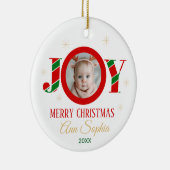 Personalized Joy Christmas Photo Keramisch Ornament (Rechts)