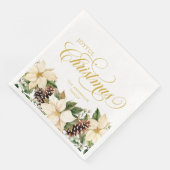 Personalized Joyful Christmas White Poinsettia Servet (Hoek)