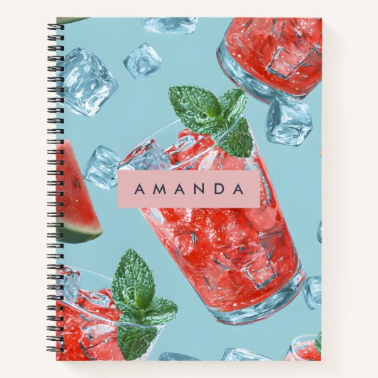 Personalized Juicy Watermelon Mint Sparkle Notitieboek (Voorkant)