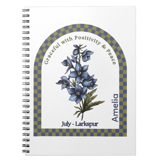 Personalized July Birth Month Flower Notebook Notitieboek (Voorkant)
