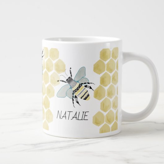 PERSONALIZED Jumbo Zen Doodle Bee Mok (Rechts)