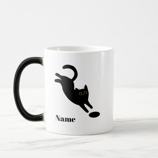 Personalized Jumping Black Cat Name Mug Magische Mok (Links)