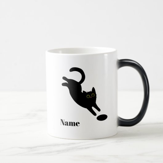 Personalized Jumping Black Cat Name Mug Magische Mok (Rechts)