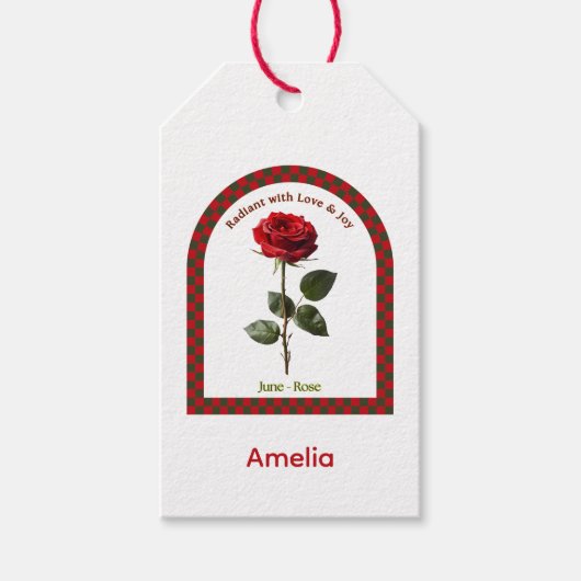 Personalized June Birth Month Flower Cadeaulabel (Voorkant)