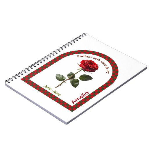Personalized June Birth Month Flower Notebook Notitieboek (Linkerzijde)