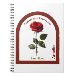 Personalized June Birth Month Flower Notebook Notitieboek