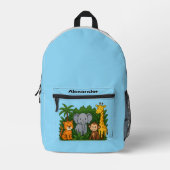 Personalized Jungle Animal Backpack – Fun Safari  Bedrukte Rugzak (Voorkant)