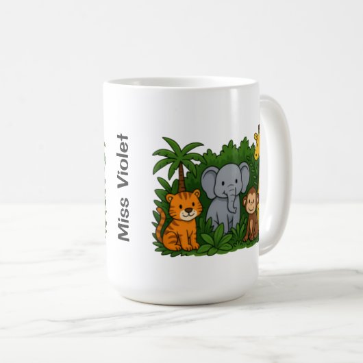 Personalized Jungle Animal Mug – Fun Teacher Gift  Koffiemok (Voorkant rechts)