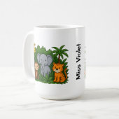 Personalized Jungle Animal Mug – Fun Teacher Gift  Koffiemok (Voorkant links)