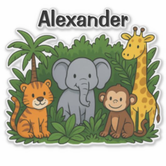 Personalized Jungle Animal Stickers – Fun & Wild  (Voorkant)
