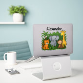 Personalized Jungle Animal Stickers – Fun & Wild  (Laptop op bureau)