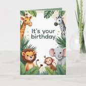 Personalized Jungle Animals Birthday Card Kaart (Voorkant)