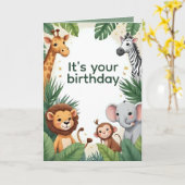Personalized Jungle Animals Birthday Card Kaart (Gele Bloem)