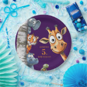 personalized Jungle Animals Birthday Party Plates Papieren Bordje (Feest)