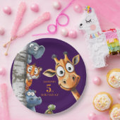 personalized Jungle Animals Birthday Party Plates Papieren Bordje (Feest)