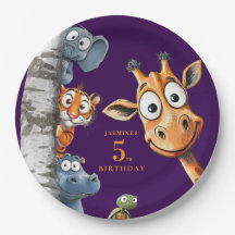 personalized Jungle Animals Birthday Party Plates