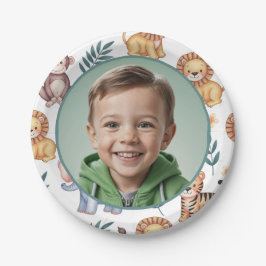 Personalized Jungle Safari Animal Border Photo Papieren Bordje