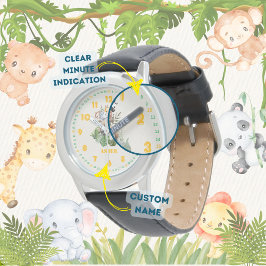 Personalized Jungle Safari Learn to Tell Time Kids Horloge