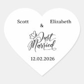 Personalized "Just Married" Wedding Hart Sticker (Voorkant)