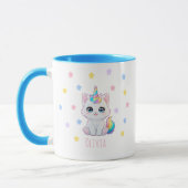 Personalized Kawaii Caticorn Name Printed Mug Mok (Links)